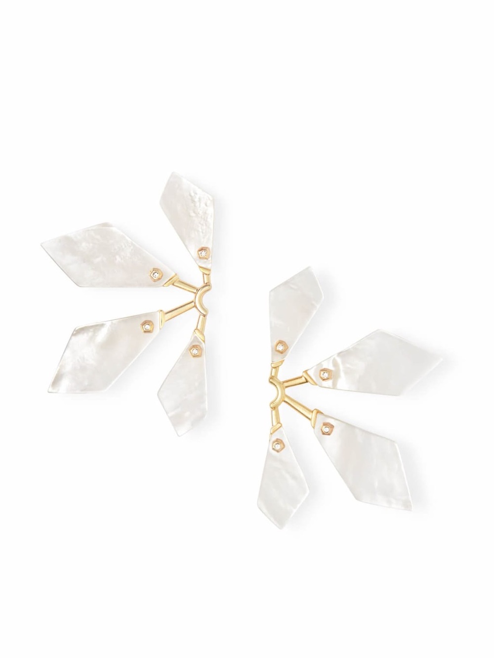 Kendra Scott Malika Gold Statement Earrings in Ivory Mother-of-Pearl